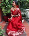 SF 371 Red Designer Lichi Silk Saree Wholesale Clothing Suppliers In India